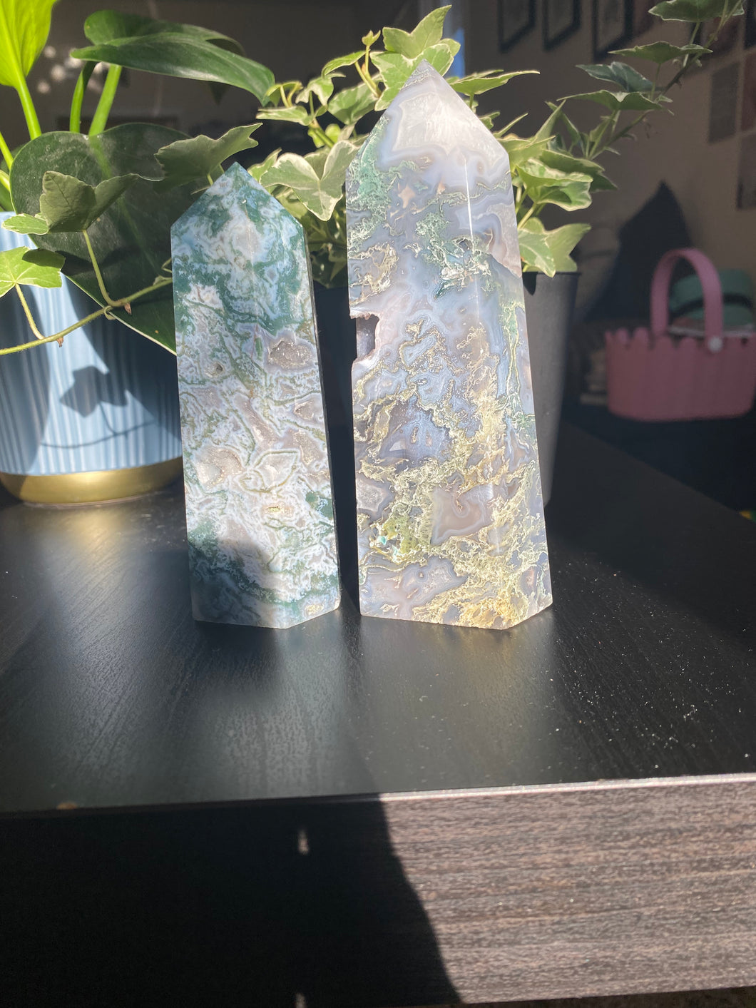 Moss Agate Large Druzy Tower