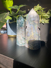 Load image into Gallery viewer, Moss Agate Large Druzy Tower
