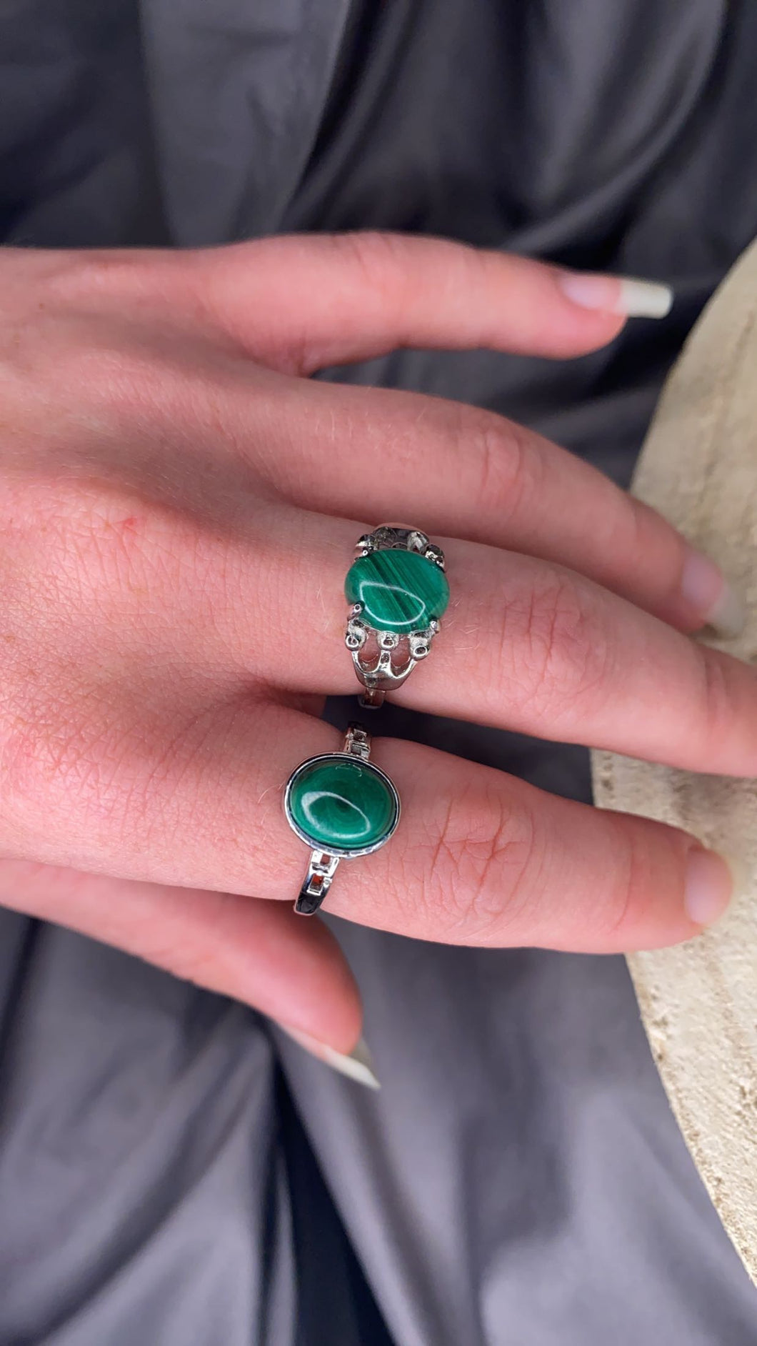 Malachite and Copper Ring