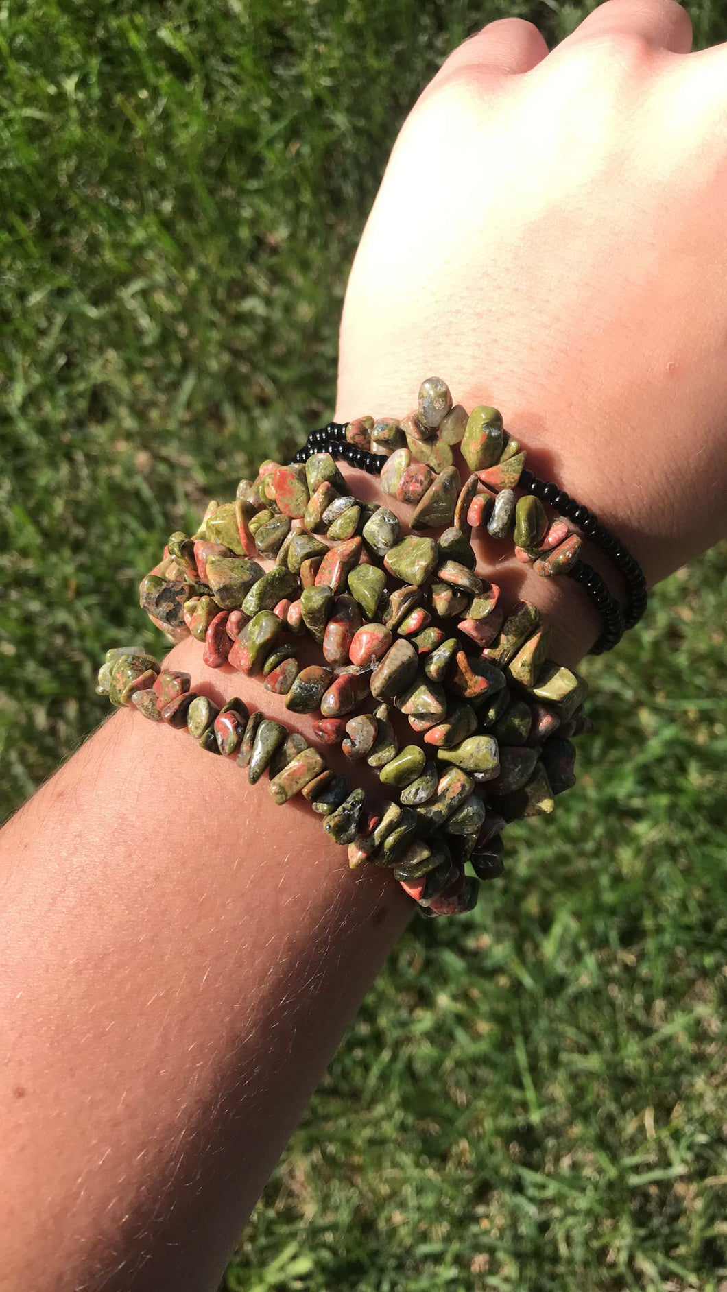 Unakite Chip Bracelet