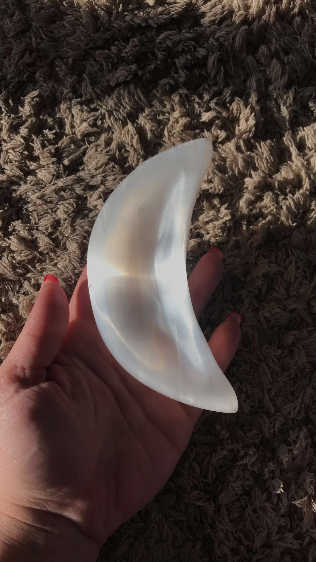 Selenite Moon Bowl Carving