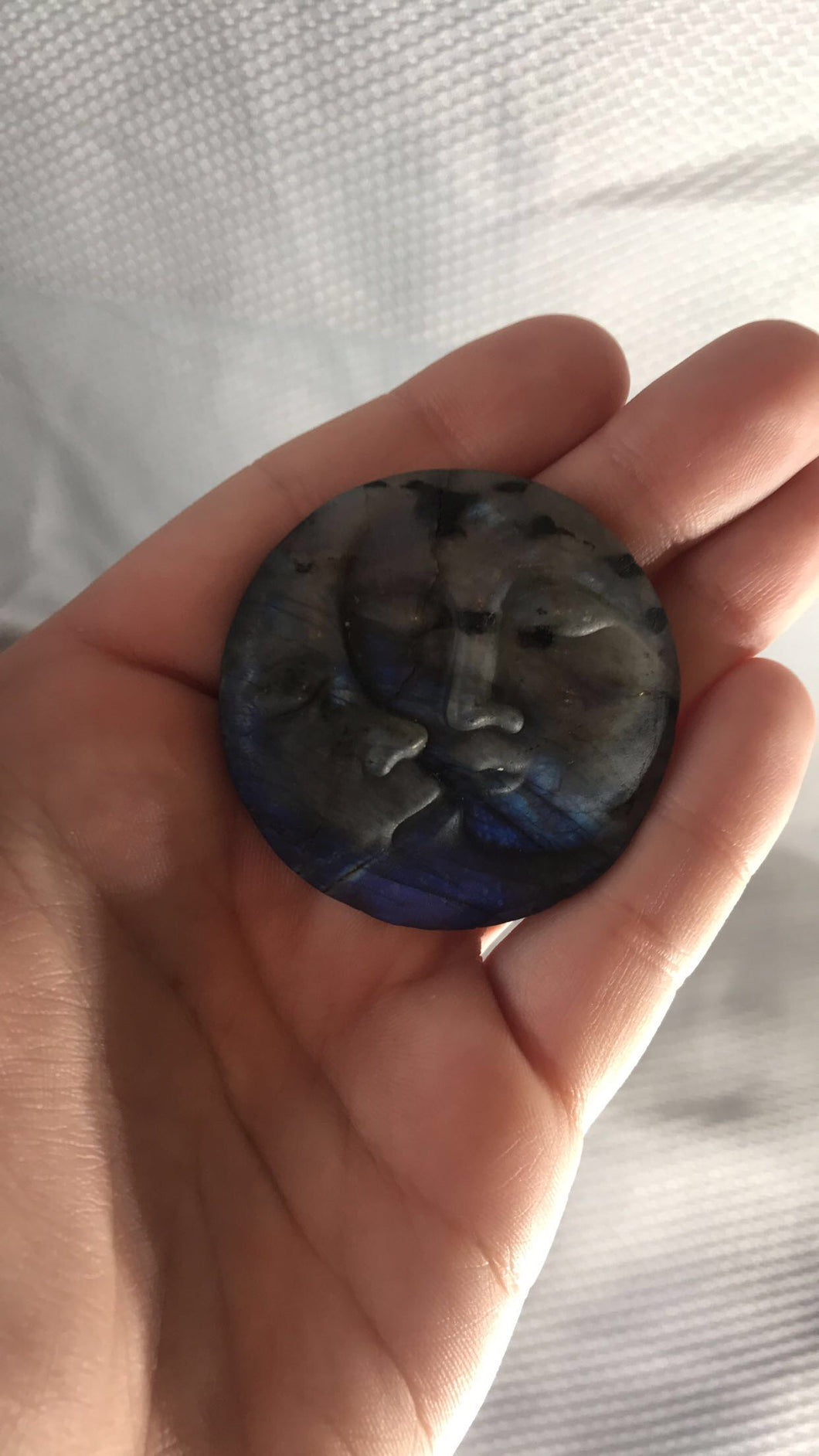 Carved Labradorite Sun and Moonfaces