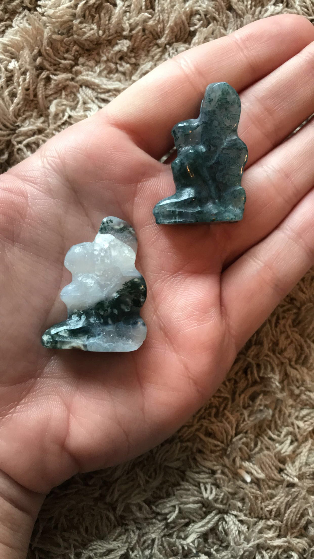 Moss Agate Fairy Carvings